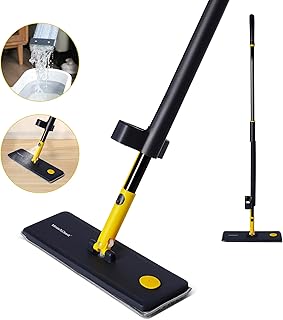 MinuteToCleanIt Flat Mop for Floor Cleaning with Built in Spray | Floor Cleaner Magic Mop for Glass, Wall, Tile and Home | Wet & Dry Use | 360° Rotation | 2 Microfiber Refill Pads | 34 Cm Head, Blue