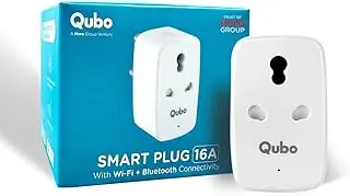 QUBO 16A Wifi + BT Smart Plug from Hero Group, Energy Monitoring, Suitable for large appliances like ACs, Geysers & Water Pumps (Voice Control with Amazon Alexa and Google Assistant)