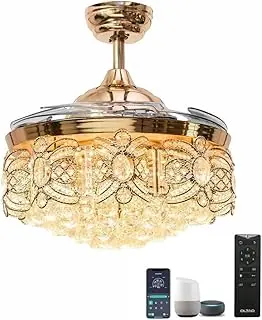 oltao Ember Smart Chandelier Ceiling Premium Deluxe Fan with BLDC Motor, Dimmable 3 Colour LED, Alexa/Google Home Compatible